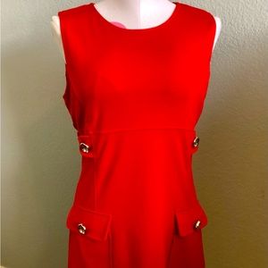 Michael Kors Red Hot Gold Accent Button Dress with Pockets!❤️🔥